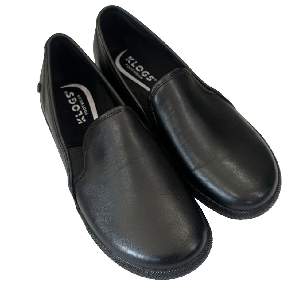 Klogs Women's Black Leather Slip Resistant PADMA Work Clogs Size 7.5 Medium